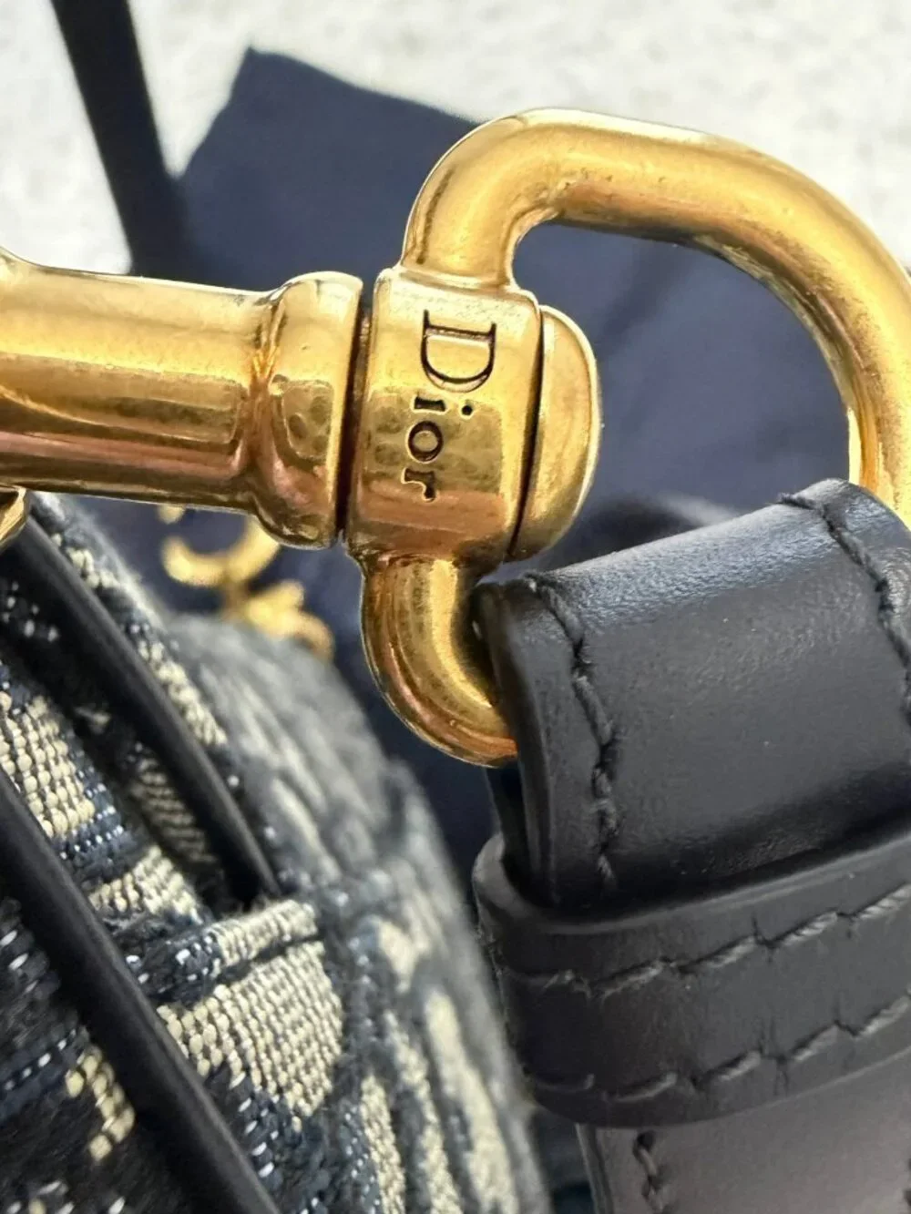 CHRISTIAN DIOR Oblique Saddle Bag With Strap in Blue - Picture 6 of 16